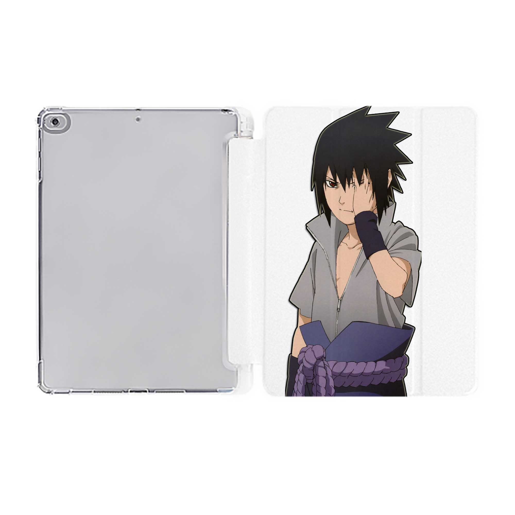 （画像用） NARUTO -ナルト- うちは サスケ Uchiha Sasuke IPad ケース ペン収納付き 三つ折りスタンド PUレザー×シリコン 対応機種9.5/10.5/10.9インチ
